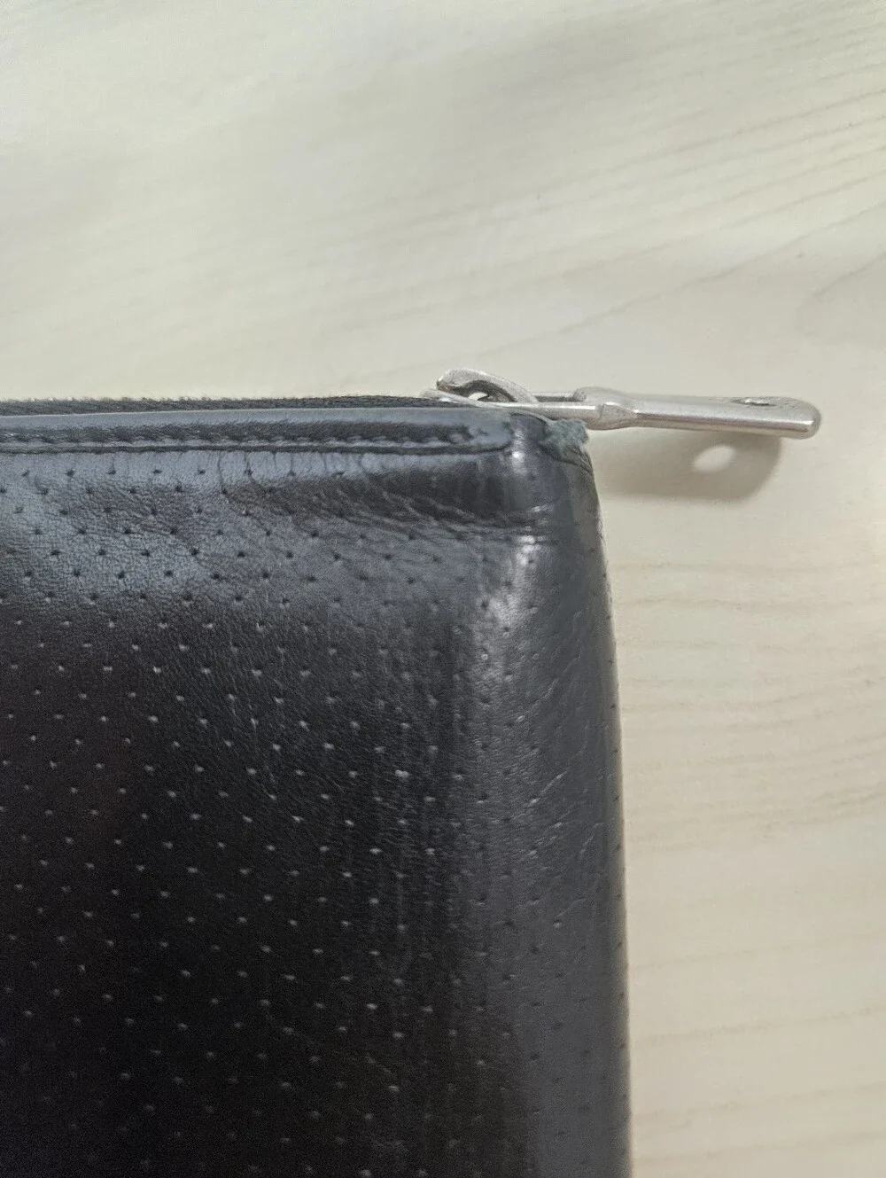 DOLCE & GABBANA Italian Leather Long Wallet Black Zippered Bifold
